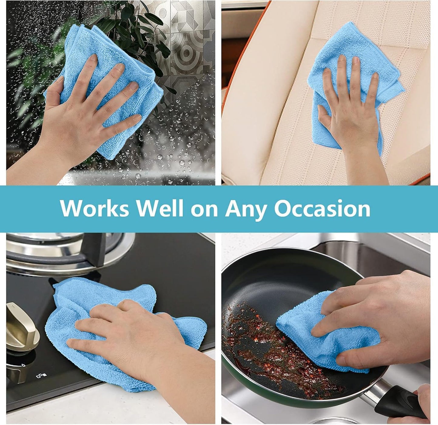 HOMEXCEL Grey Microfiber Cleaning Cloth, 12 Pack Premium Microfiber Towels for Cars, Lint Free, Scratch-Free, Highly Absorbent, Reusable Cleaning Rags for Car, Household, Kitchen, Window, 11.5"X11.5"