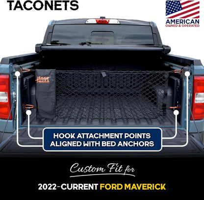 TacoNets Envelope Cargo Net for GMC Sierra & Chevy Silverado - Fits 2013-Current - Upgraded 5mm Bungee - Integrated Storage Bag - Heavy Duty Carabiners - Designed in USA