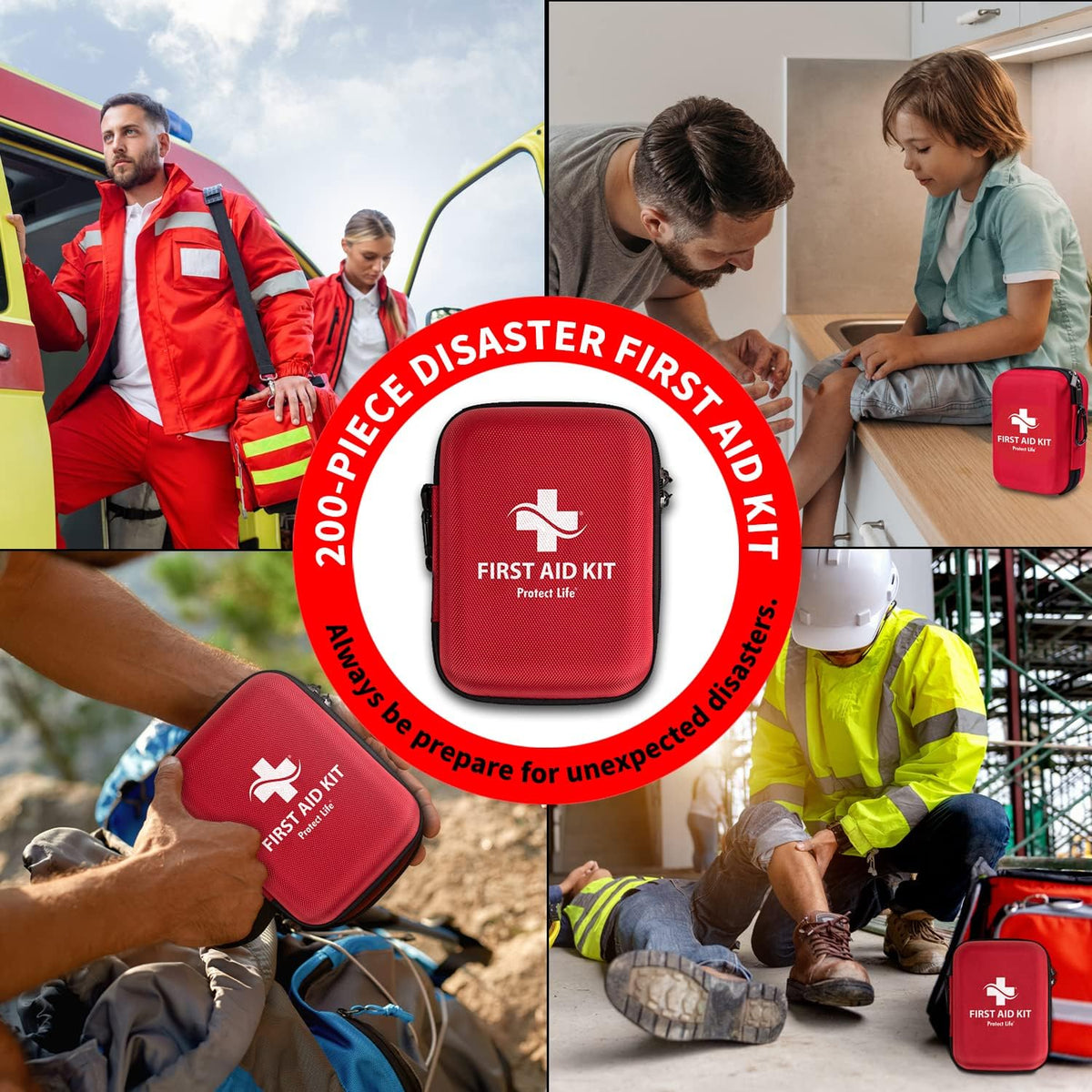 Protect Life Doctor Developed Mini First Aid Kit, 100 Piece Waterproof Emergency Kit for Car, Boat, Camping & Travel, Includes Emergency Blanket, Tourniquet & First Aid Guide