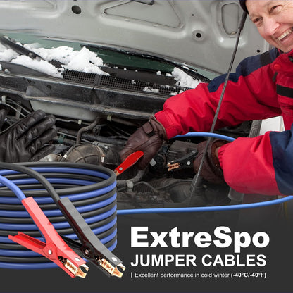 EXTRESPO Heavy Duty Jumper Cables - 4 Gauge 20 Feet 600Amp Automotive Booster Cables for Car Battery, for Car, SUV and Trucks, Jumper Cables Kit with Carry Bag, Gloves, Brushes (4 Gauge 20 FT)…