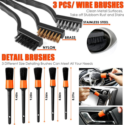 17pcs Car Cleaning Kit, Pink Car Interior Detailing Kit with High Power Handheld Vacuum, Detailing Brush Set, Windshield Cleaner, Cleaning Gel, Complete Auto Accessories for Women Gift
