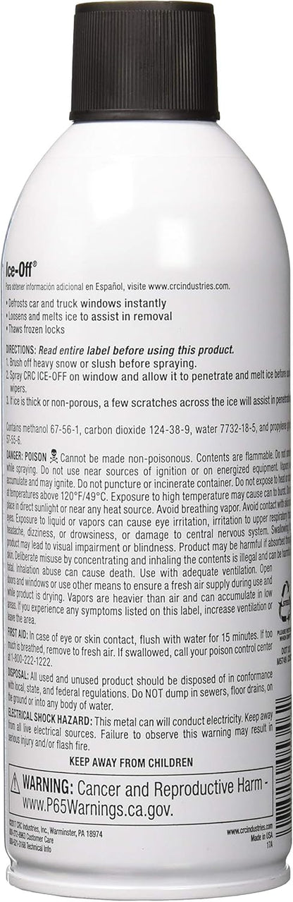 CRC Ice-Off Winshield Spray De-Icer Net Wt 12. oz. (340g) Pack of 2,White