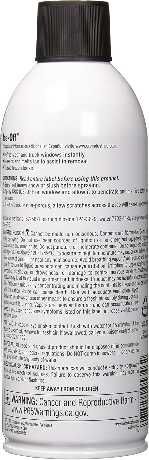 CRC Ice-Off Winshield Spray De-Icer Net Wt 12. oz. (340g) Pack of 2,White
