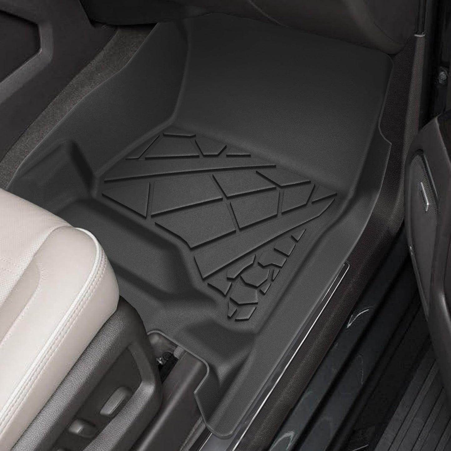 KARPAL Floor Mats for 2007-2013 Chevy Silverado & GMC Sierra 1500 Crew Cab / 2007-2014 2500/3500 HD(Footwell Coverage), All-Weather TPE Custom Fit Floor Liners Car Accessories