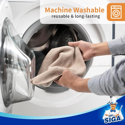 MR.SIGA Microfiber Cleaning Cloth, All-Purpose Microfiber Towels, Streak Free Cleaning Rags, Pack of 12, Grey, Size 32 x 32 cm(12.6 x 12.6 inch)