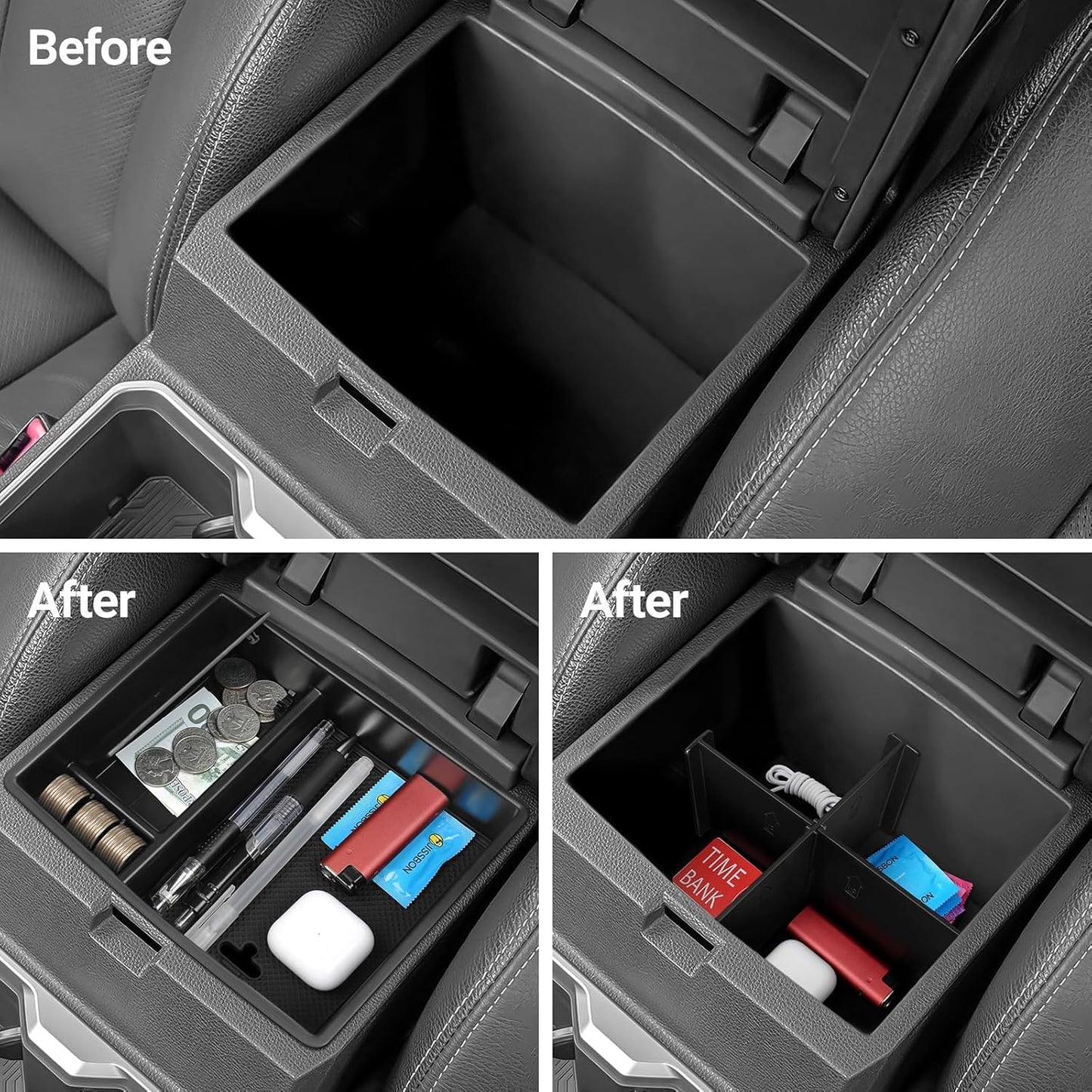 Glove Box Dividers Organizer Compatible with Toyota 2016-2020 2021 2022 2023 Tacoma Accessories Black ABS Material Center Console Organizer