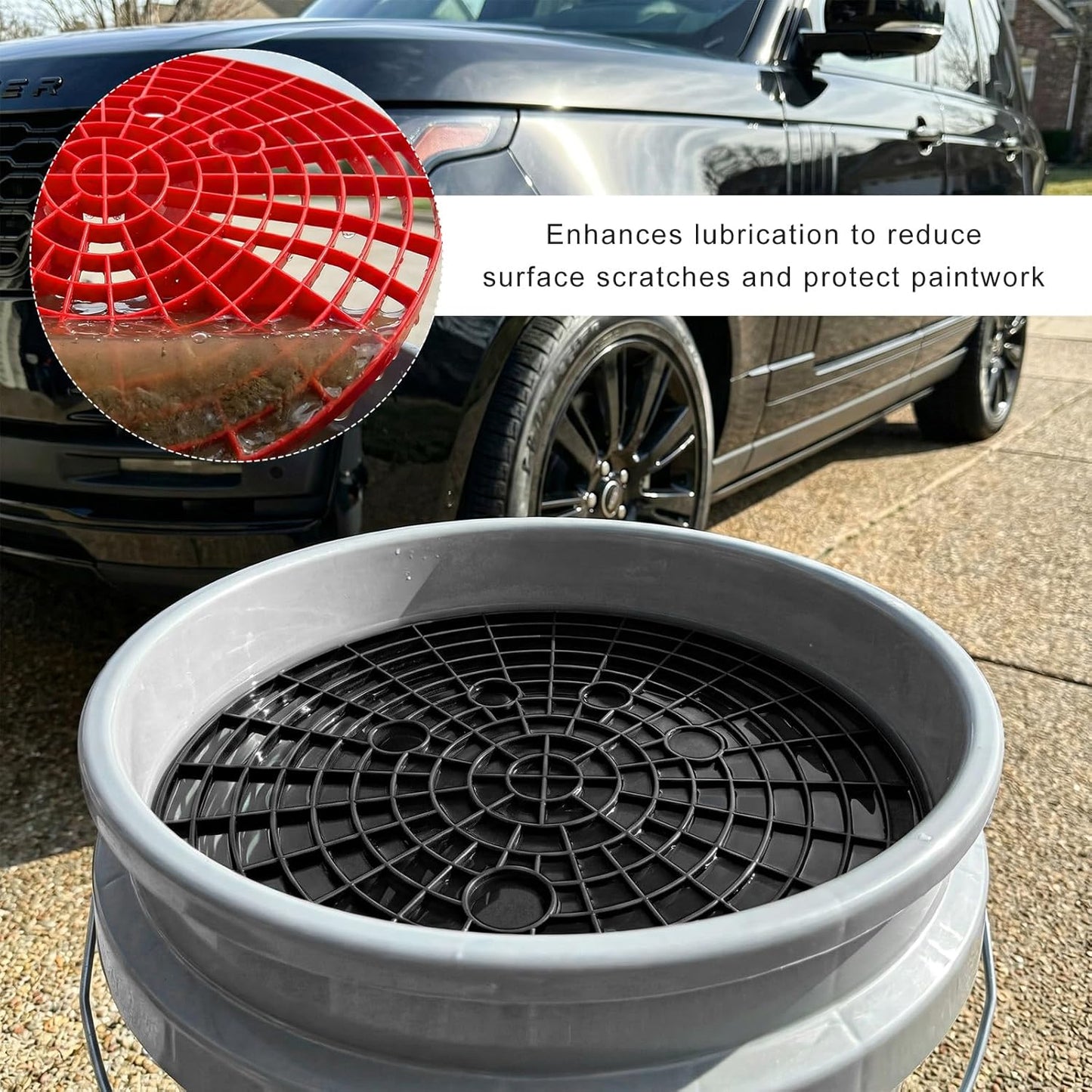 2PCS Car Wash Bucket Insert, Auto Washing Dirt Guard Insert Detailing Cleaning Tool Removes Dirt Debris, Wash Bucket Grit Trap Filter Fits 12 Inch Diameter or 3-5 Gallon Buckets (Black)