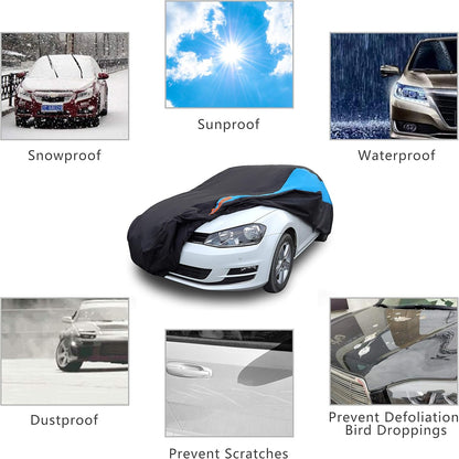 MORNYRAY Waterproof Car Cover All Weather Snowproof UV Protection Windproof Outdoor Full car Cover, Universal Fit for Sedan (Fit Sedan Length 194-206 inch, Blue)