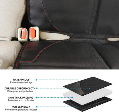 MORROLS Car Seat Protector, 2 Pack Carseat Protector with Thick Padding, Baby/Pets for Child Car Seat-Mesh Pockets-Waterproof-Universal Size(Black)