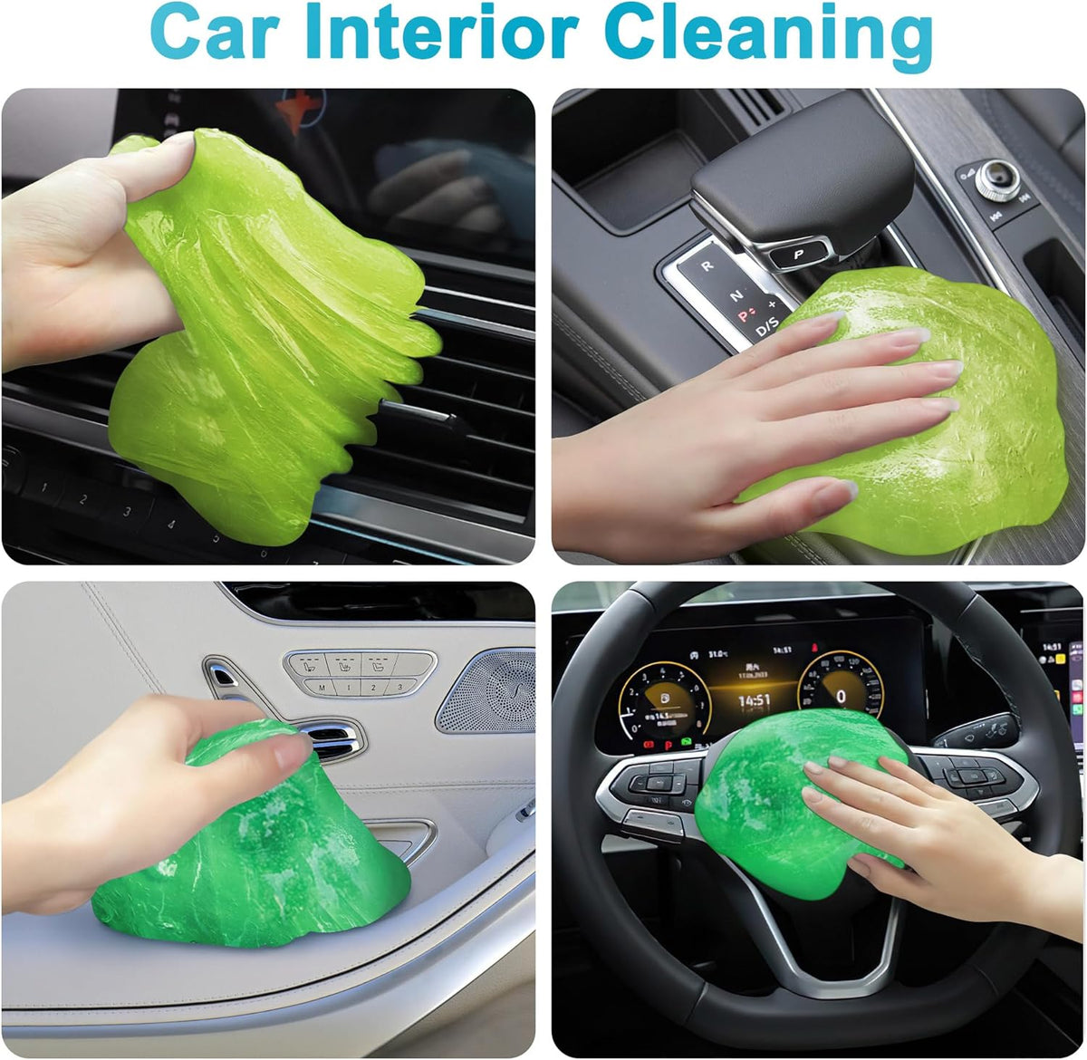 Car Cleaning Gels 4-Pack, Car Cleaning Putty Universal Auto Detailing Tools Car Interior Cleaner, Dust Cleaning Slime, Car Accessories for Car Vents & Keyboards, Clean Supplies– 320g (2.8oz/pcs)