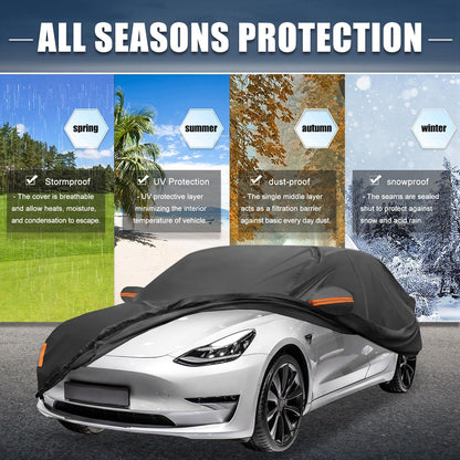 X AUTOHAUX Car Cover for Honda Civic Sedan/Coupe 210D-PU Outdoor Full Car Cover All Weather with Door Zipper for Waterproof Windproof Sun Rain Snow Protection