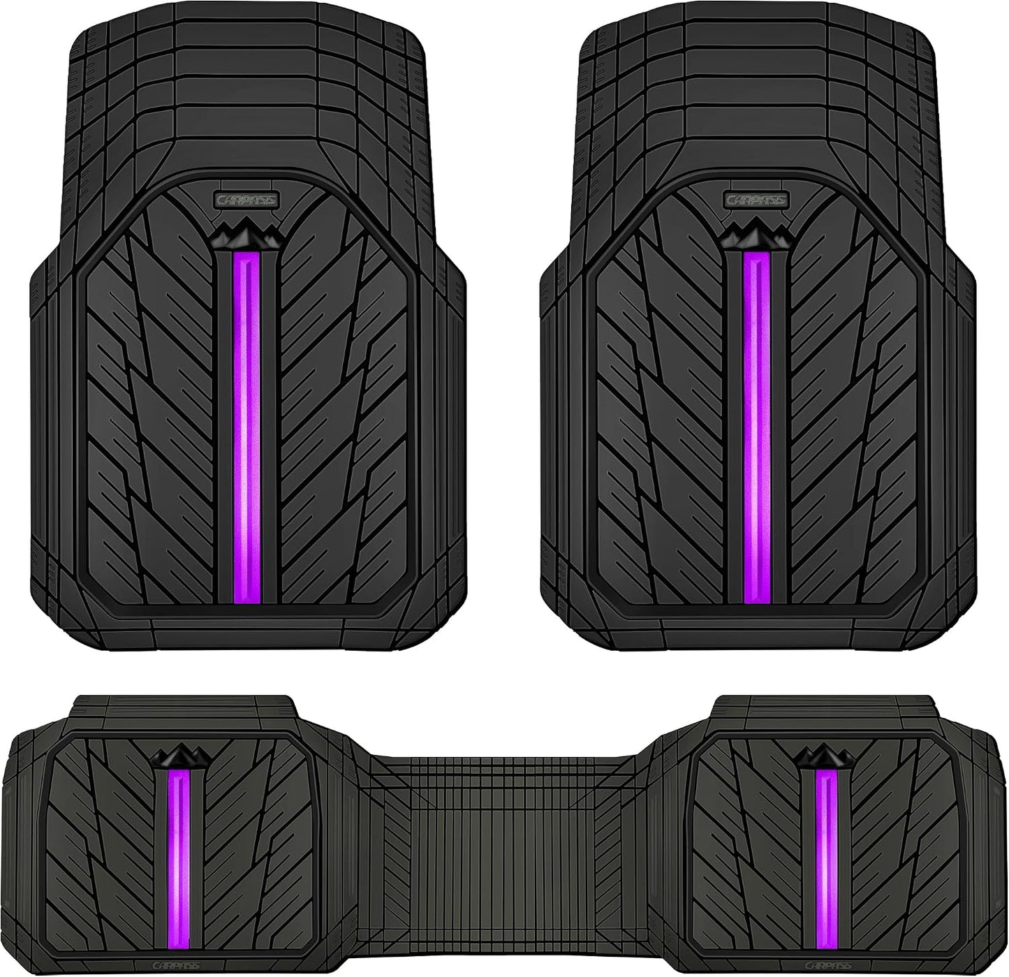 CAR PASS Heavy Rubber Car Floor Mats, Deep Waterproof Car Mats All Weather, Universal Trim-to Fit Automotive Floor Mats for Car SUV Truck Van, Durable Floor Liners Solid Black