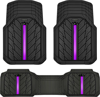 CAR PASS Heavy Rubber Car Floor Mats, Deep Waterproof Car Mats All Weather, Universal Trim-to Fit Automotive Floor Mats for Car SUV Truck Van, Durable Floor Liners Solid Black