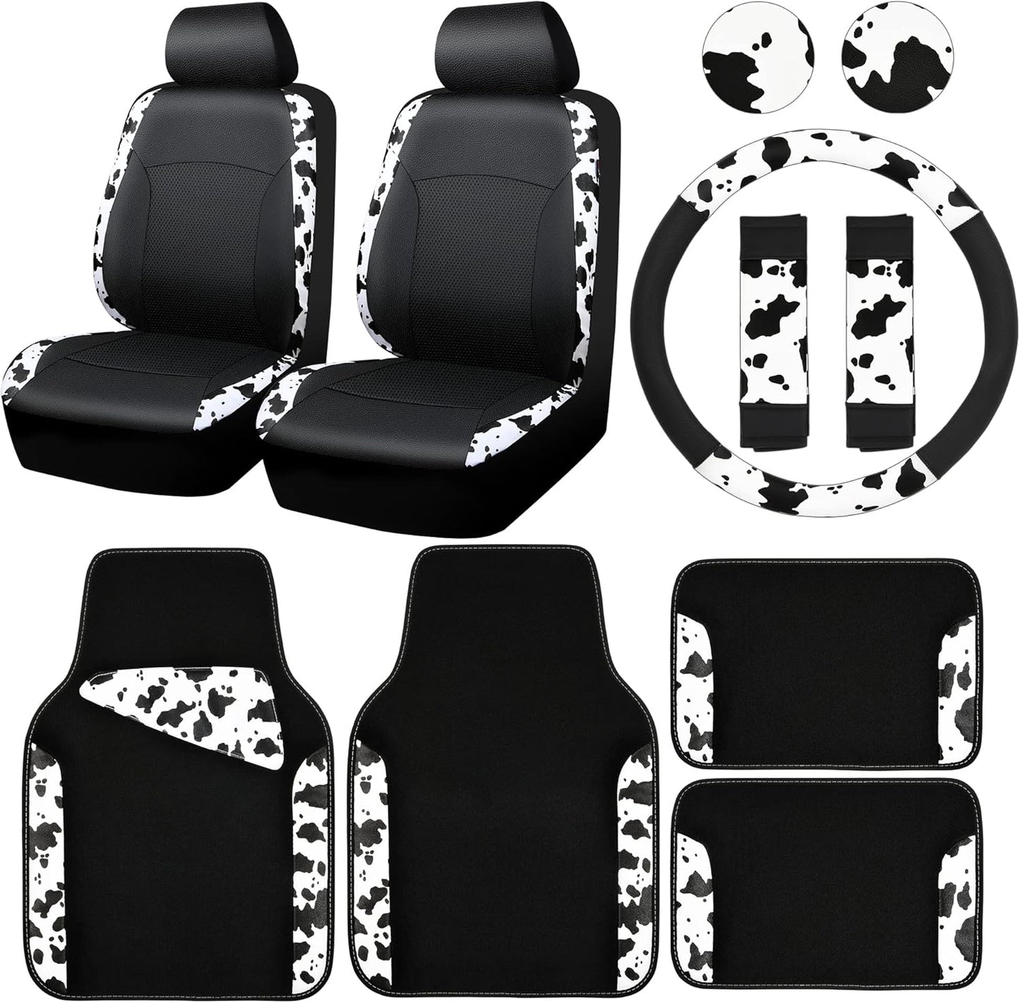 CAR PASS Waterproof Universal Car Floor Mats, Leopard Print Car Mats Fit for SUV,Vans,sedans, Trucks,Set of 4pcs Car Carpet with Driver Heel Pad and Nibs Backing, Leopard Car Accessories Gray Leopard