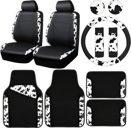 CAR PASS Waterproof Universal Car Floor Mats, Leopard Print Car Mats Fit for SUV,Vans,sedans, Trucks,Set of 4pcs Car Carpet with Driver Heel Pad and Nibs Backing, Leopard Car Accessories Gray Leopard