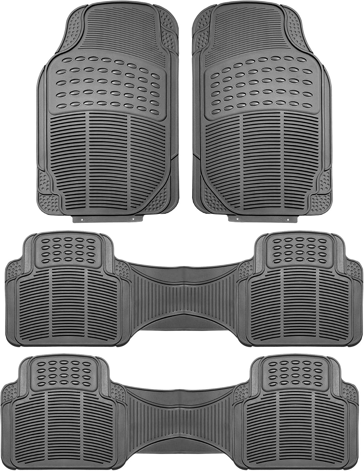 FH Group Automotive Floor Mats Solid ClimaProof for all weather protection Universal Fit Trimmable Heavy Duty fits most Cars, SUVs, and Trucks, 3pc Full Set Black