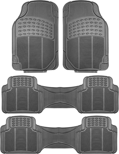 FH Group Automotive Floor Mats Solid ClimaProof for all weather protection Universal Fit Trimmable Heavy Duty fits most Cars, SUVs, and Trucks, 3pc Full Set Black