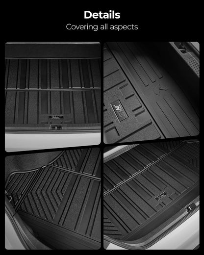 3W Floor Mats & Cargo Liner Fit for 2021 2022 2023 2024 2025 2026 Chevy Tahoe/GMC Yukon/Cadillac Escalade 7 Seat, TPE All Weather Custom Fit Car Accessories Heavy Duty Rubber Full Set Trunk Mats - Colors B