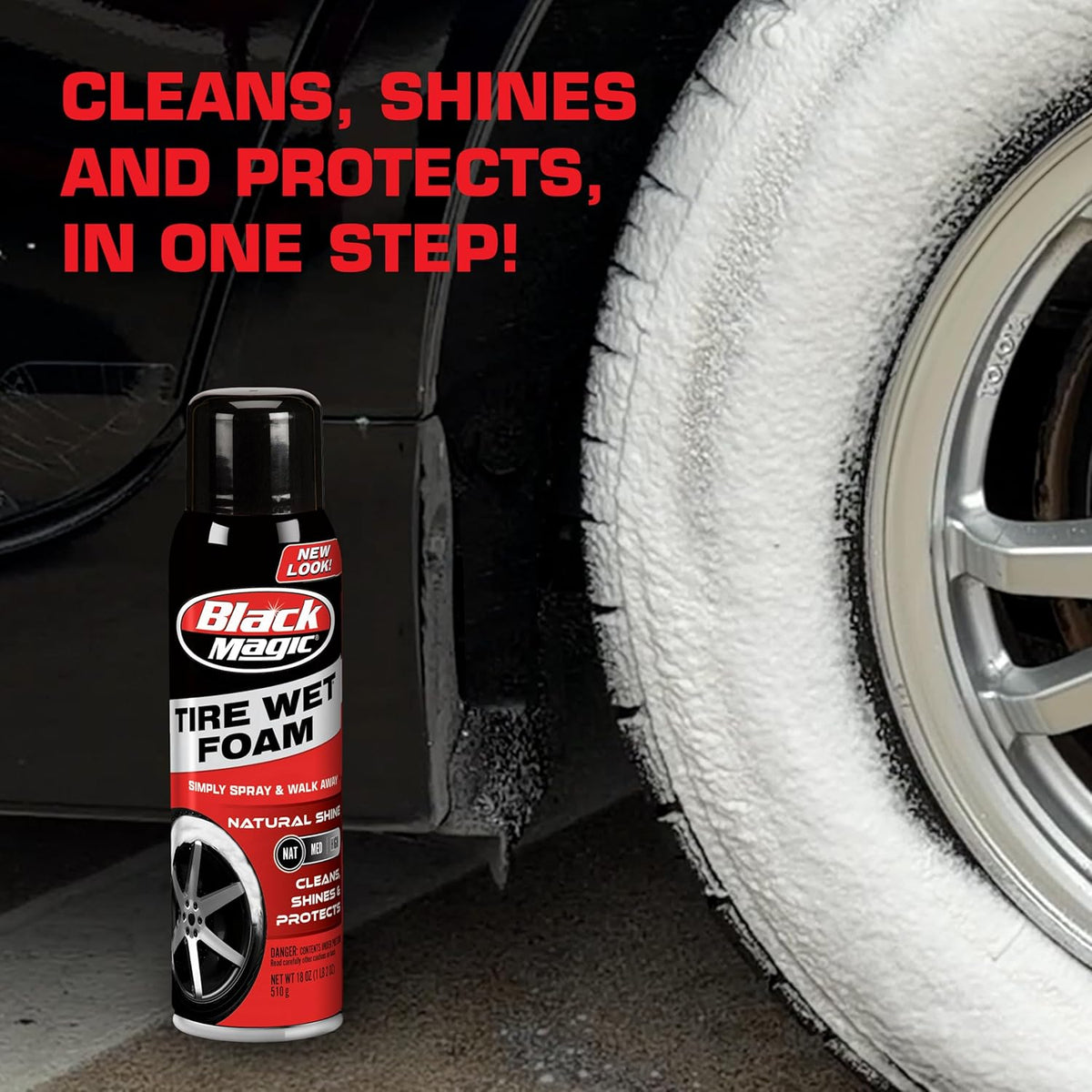 Black Magic 120228 Intense Foam Wheel & Tire Cleaner, High-Foaming Formula for Deep Cleaning, Removes Dirt, Grime & Brake Dust – Safe on All Wheels, 22 Fl Oz