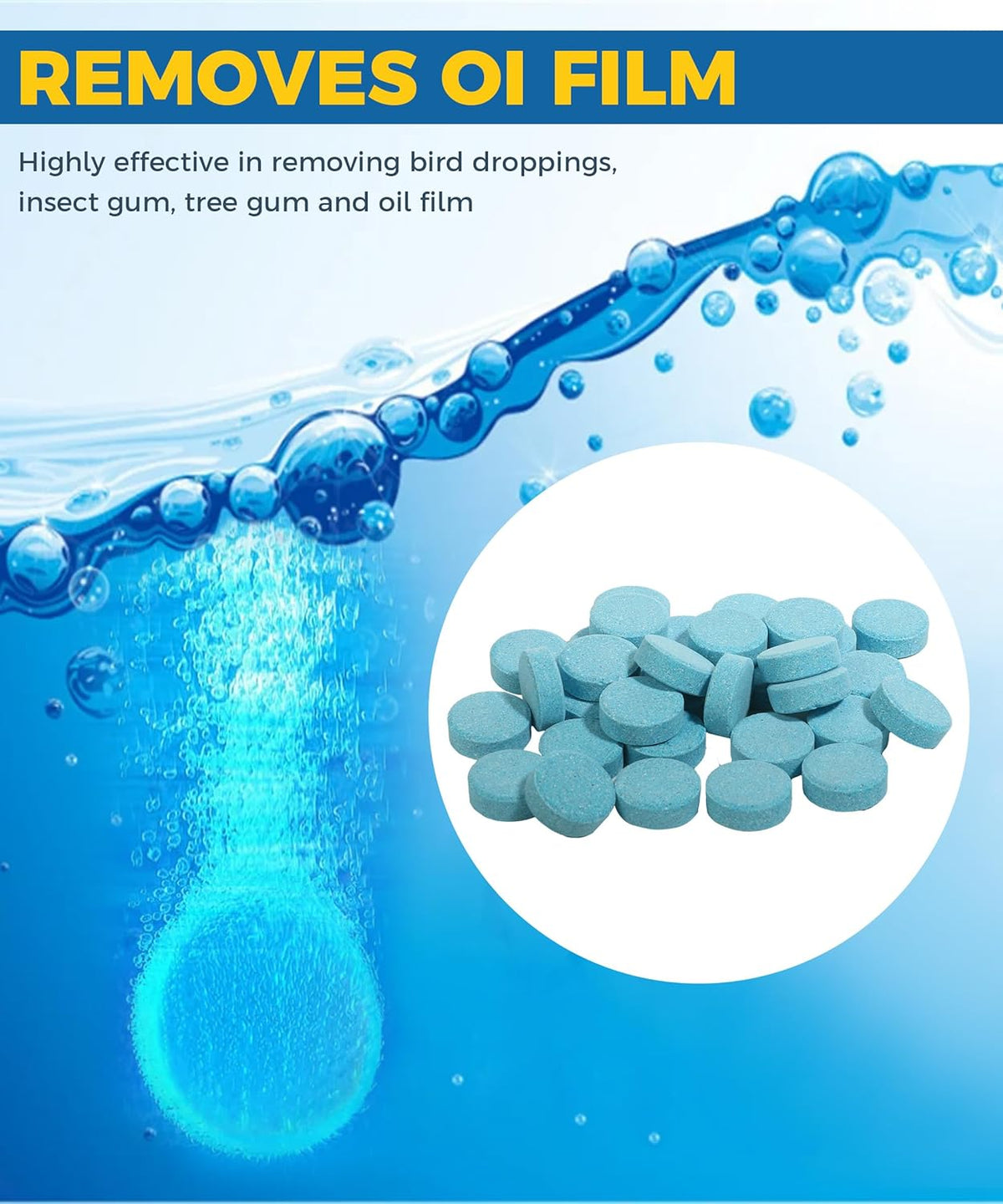 30PCS Windshield Fluid,Windshield Washer Tablets,Car Accessories Washer Fluid Tablets,Car Windshield Washer Fluid，Concentration Wiper Fluid Tablets，Remove Glass Stains,Fit for Car Window Glass