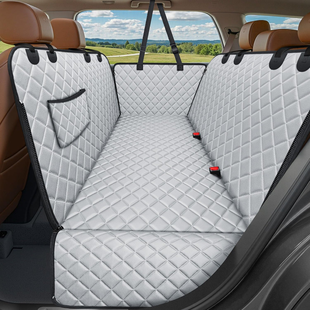 URPOWER Dog Car Seat Cover for Pets 100% Waterproof Seat Cover Hammock 600D Heavy Duty Scratch Proof Nonslip Durable Soft Back Seat Covers for Cars and SUVs
