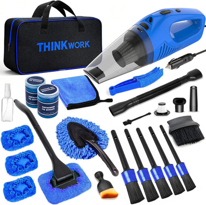 THINKWORK Pink Car Duster Interior Kit, Perfect Car Detailing Brush Kit for Cleaning Windows,Windshield,Dashboard and Air Vents Suitable for All Cars