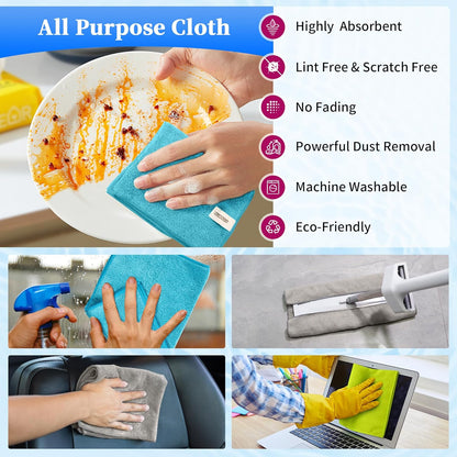FIXSMITH Microfiber Cleaning Cloth - Pack of 50, Microfiber Towels for Cars 16 x 12 in, Highly Absorbent Cleaning Rags, Lint-Free, Streak-Free Cleaning Cloths for Car Kitchen Home Office