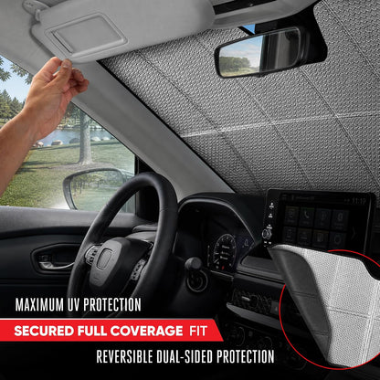 Motor Trend Windshield Sunshade for Car, Truck & SUV, Black - Folding Sun Shade for Front Window, Auto Sun Visor Heat Protection, UV Rays Blocker (58 x 24 Inch)