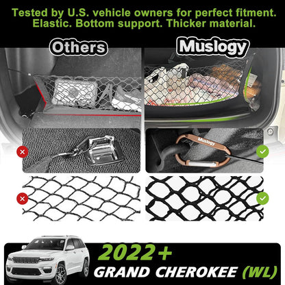 Muslogy Truck Bed Cargo Net Trunk Netting Compatible with 2023-2025 2026 Honda CR-V Accessories, Pickup Cargo Organizer SUV Sedan Storage Net w/Heavy Duty Carabiners - Colors B