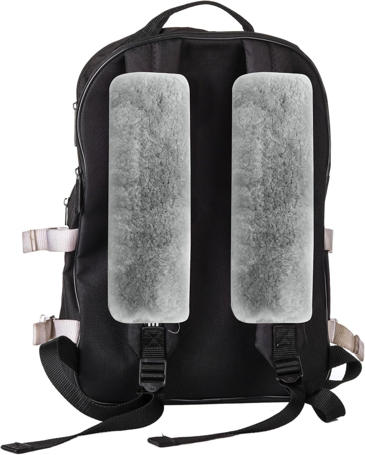 Amooca Soft Faux Fur Universal Fit Seatbelt Cover Car Truck SUV Airplane Seat Belt Shoulder Pad for Carmera Backpack Straps Neck Cushion Protector 2 Pack 10.5in Dark Gray