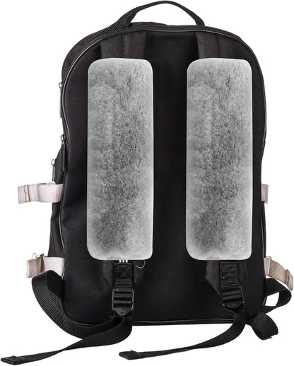 Amooca Soft Faux Fur Universal Fit Seatbelt Cover Car Truck SUV Airplane Seat Belt Shoulder Pad for Carmera Backpack Straps Neck Cushion Protector 2 Pack 10.5in Dark Gray