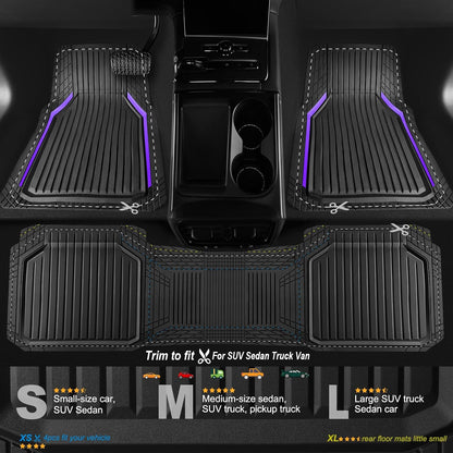 CAR PASS Heavy Duty Rubber Floor Mats for Car, Waterproof Liner Deep Dish Car Mats Full Sets, Universal Trim to Fit for SUV Truck Sedans Vans, All Weather Automotive Floor Mats 3pcs, Solid Black