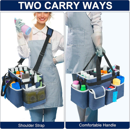 Cleaning Caddy,Cleaning Bag for Housekeepers,Cleaning Supplies Organizer with Handle,Black