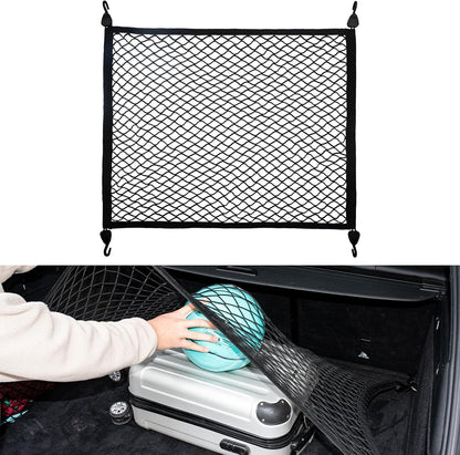 Elastic Cargo Net for SUV, Car Trunk Net Organizer with ABS Hook Storage Mesh Cargo Nets 27.5 x 19.6 inches for Truck Bed Tailgate Netting Accessories