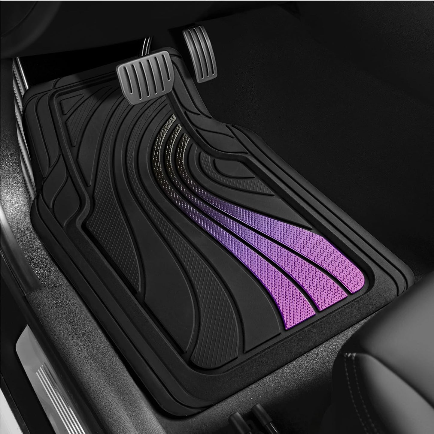 Road Comforts Car Floor Mats Full Set – Front & Rear Car Floor Mats with Aluminum Design, Anti-Slip Backing, All-Weather Protection, Trim-to-Fit Car Mats for Most Sedans, SUVs & Vans -All Pink