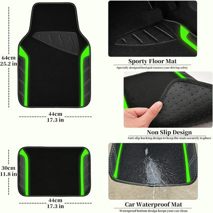 CAR PASS Air Mesh Leather Car Seat Covers Full Set, Waterproof Car Floor Mats, Sporty Steering Wheel Cover 14.5-15in, Universal Fits for 95% Cars Truck SUV (Black and Blue)