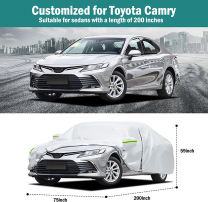 Car Cover Custom Fit for Toyota Corolla 2000-2025, Honda Civic 1991-2025, Waterproof All Weather Full Exterior Cover Rain Sun Protector Car Cover with Door Zipper