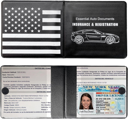 Ziciner Car Registration Insurance Holder, 2Pack Essential Auto Card Document Glove Box Organizer with Touch Fastener, Vehicle Interior Accessories Perfect for Most Car, Truck, SUV (Red/Small Car)