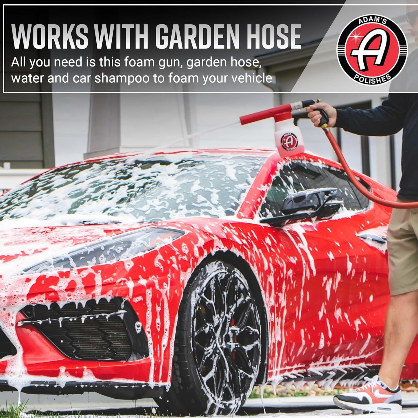 Adam's Foam Gun Car Wash Foam Sprayer - Connects to Garden Hose for Car Washing, No Pressure Washer Required, Use Snow Foam Blaster with Car Soap, Shampoo or Detergent