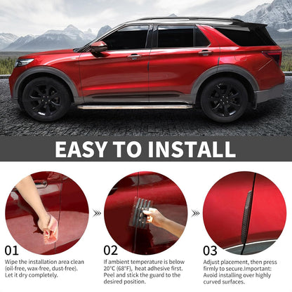 6 Inch 4Pcs 3D Carbon Fiber Texture Car Door Edge Protector Trim Strip Anti-Scratch and Anti-Collision Side Door Protectors Vehicle Exterior Accessories Sticker Black