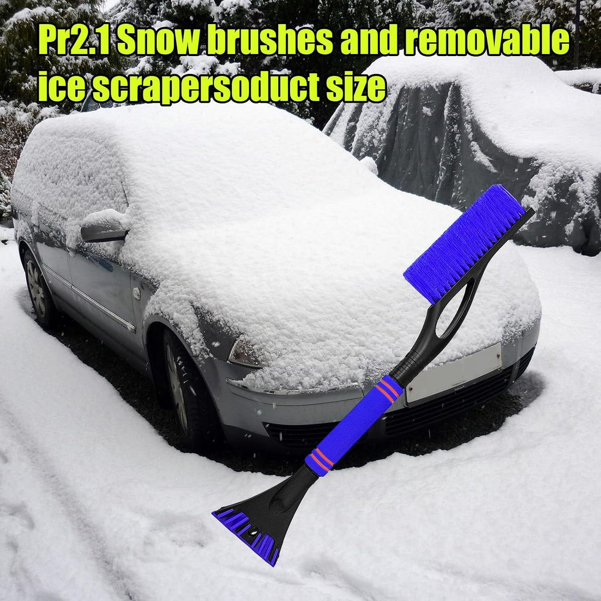 Dickno 24 Inch Car Snow Scraper and Brush, Detachable Scratch Free Ice Scraper with Ergonomic Foam Grip, Universal Winter Snow Removal Tool for Car Windshield Window (Black)
