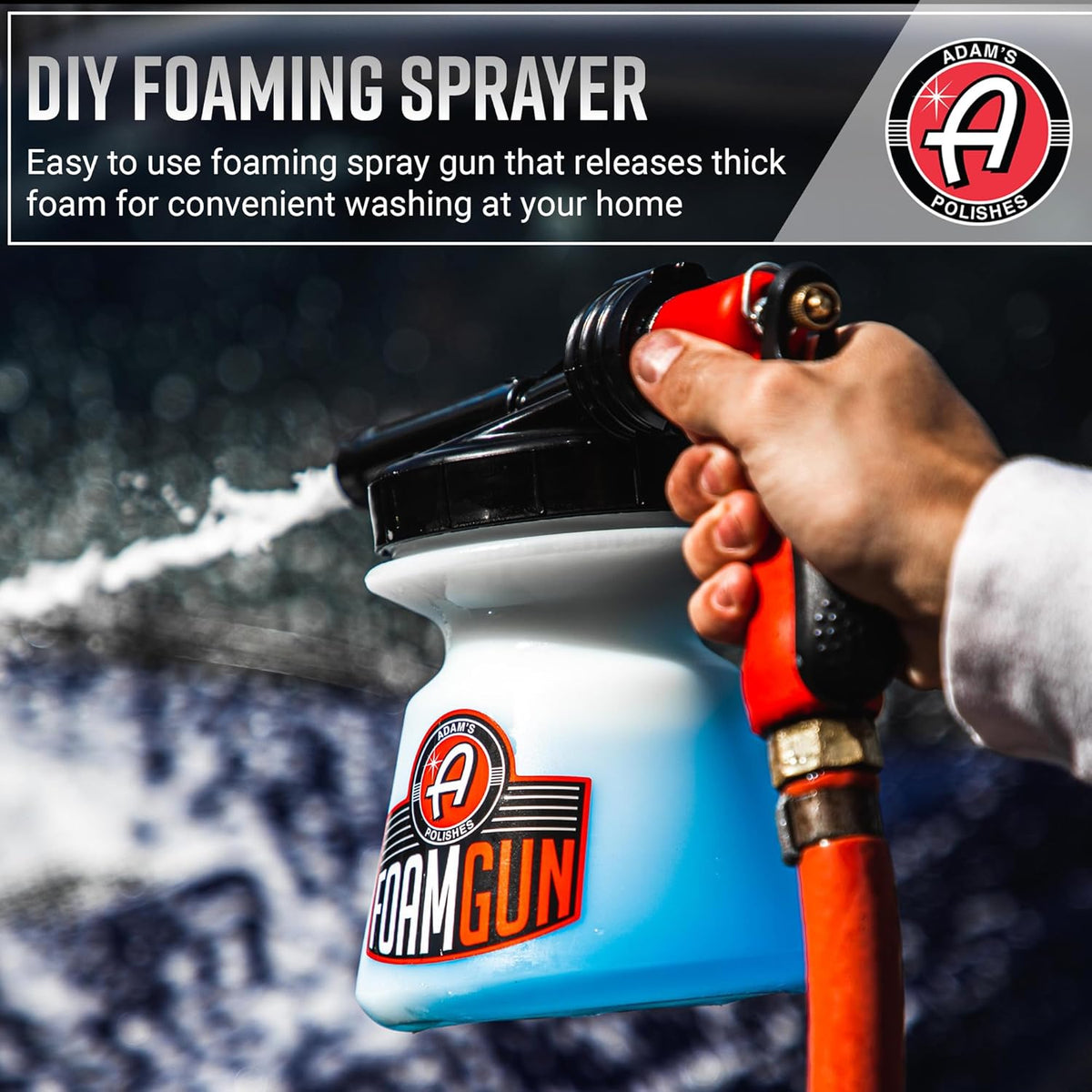 Adam's Foam Gun Car Wash Foam Sprayer - Connects to Garden Hose for Car Washing, No Pressure Washer Required, Use Snow Foam Blaster with Car Soap, Shampoo or Detergent