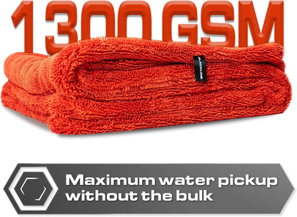 Blackline 24"x36" Twisted-Loop Car Drying Towel, 1300GSM, Streak Free, Lint Free, Reusable - Car Accessories, Microfiber Cleaning Cloth for Car, Truck, SUV - One Pass is All You Need