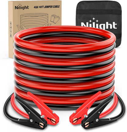 Nilight Jumper Cables for Car Battery 8 Gauge 12 FT Booster Cable Heavy Duty 250 A CCA with Carrying Bag Jump Start Emergency Kit Pickup Vans SUV Sedan Motorcycle