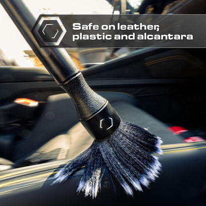Blackline Car Detail Brushes- Luxury Car Detailing Brush Set for Interior and Exterior - Best Auto Detailing Brushes - Premium Car Detailing Brushes (Ultra Soft Bristles)