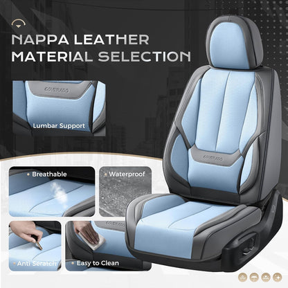 Coverado Seat Covers Full Set, Black Seat Covers for Cars 5 Seats, Car Seat Protector, Waterproof Nappa Leather Car Seat Cushion, Front and Rear Car Seat Cover Fit for Most Sedans SUV Pick-up Truck - Colors A