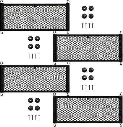 Frienda 2 Pieces Stretchable Small Cargo Net Pocket Storage Mesh Net Elastic Automotive Storage Pouch with 8 Pieces Mounting Screws and Hooks for Truck Car SUV Boats(21 x 9.8 Inches)