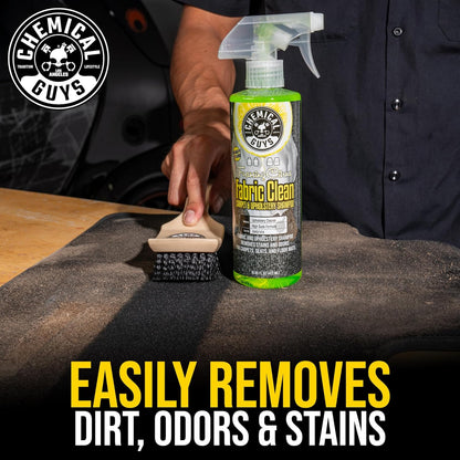 Chemical Guys Sprayable Citrus Fabric Clean Carpet & Upholstery Cleaner (Car Carpets, Seats & Floor Mats), 16 fl oz, Citrus Scent + Induro 7 Heavy Duty Nifty Interior Brush - HOL463