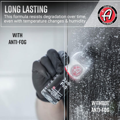 Adam's Polishes Anti-Fog (4 fl. oz) - Glass, Mirror, Shower Door, Visor, Lens Anti-Condensation Treatment | Long-Lasting, Easy Application | Safe for All Surfaces - Helmets, Visors, & Face Shields