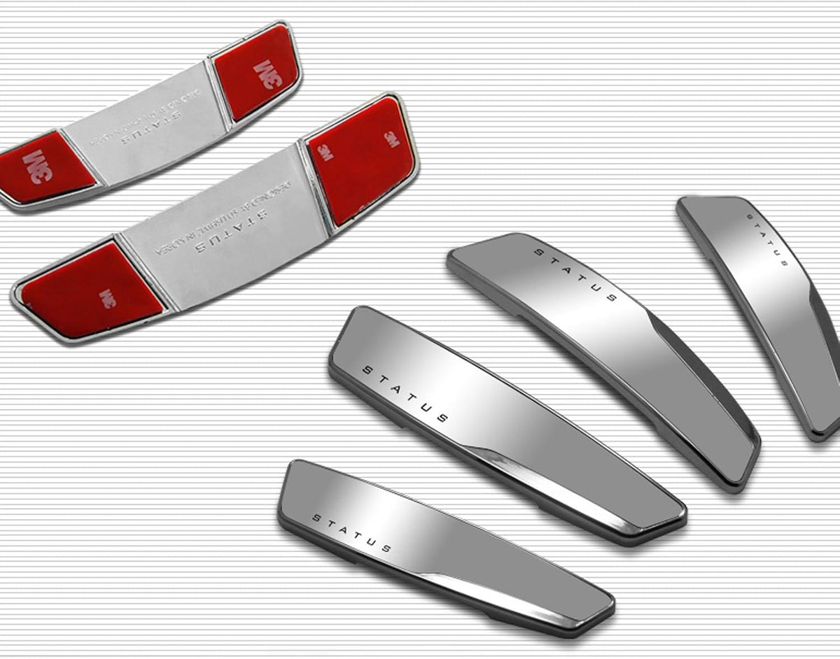 STATUS 4Pcs High Glossy Slim Door Edge Guards Bumper Protector Trim Guard Sticker Molding for Motors Auto Vehicle (White)